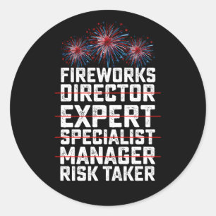 Vuurwerkregisseur 4 juli Risiconemer Citaten Ronde Sticker