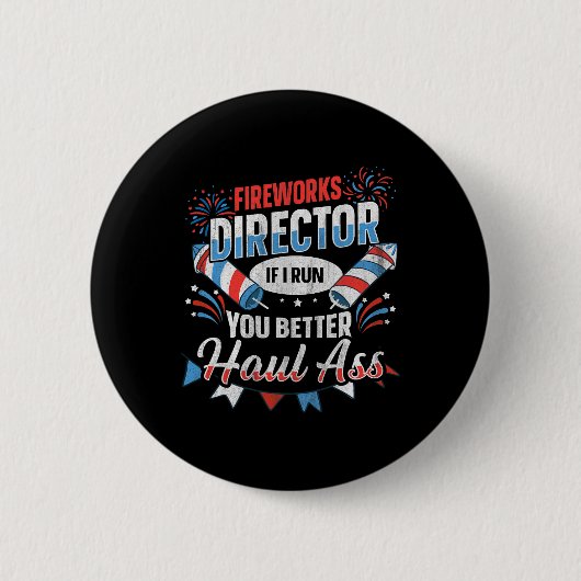Vuurwerkregisseur Funny 4 juli Ronde Button 5,7 Cm (Voorkant)
