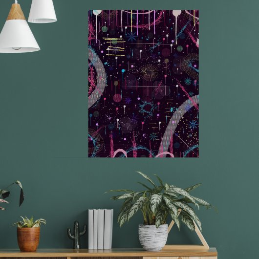 Vuurwerkshow: Abstracte Kunst Poster (Woonkamer 1)
