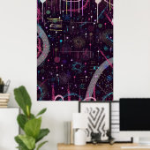 Vuurwerkshow: Abstracte Kunst Poster (Thuiskantoor)