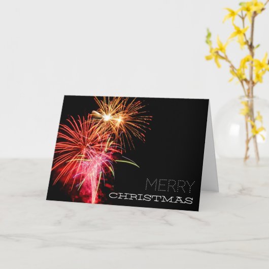 Vuurwerkshow, kerstgroet kaart (Gele Bloem)