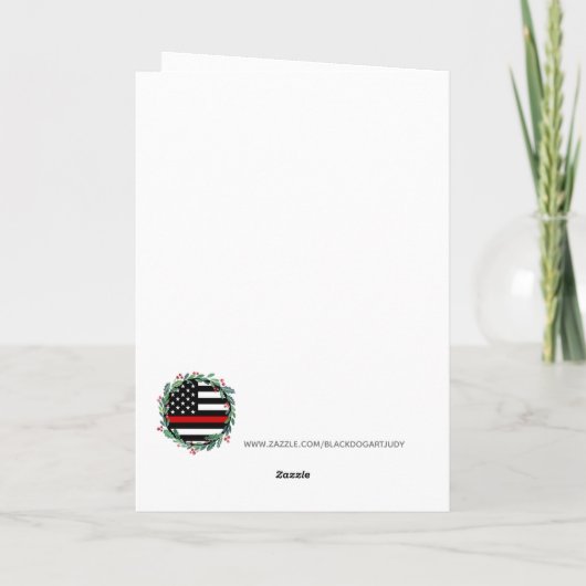 Vuurwerkster Thin Red Line Kerstmis Wreatay Holida Feestdagen Kaart (Achterkant)