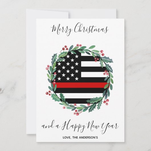 Vuurwerkster Thin Red Line met kerstmis Feestdagenkaart (Voorkant)