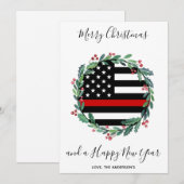 Vuurwerkster Thin Red Line met kerstmis Feestdagenkaart (Voorkant / Achterkant)