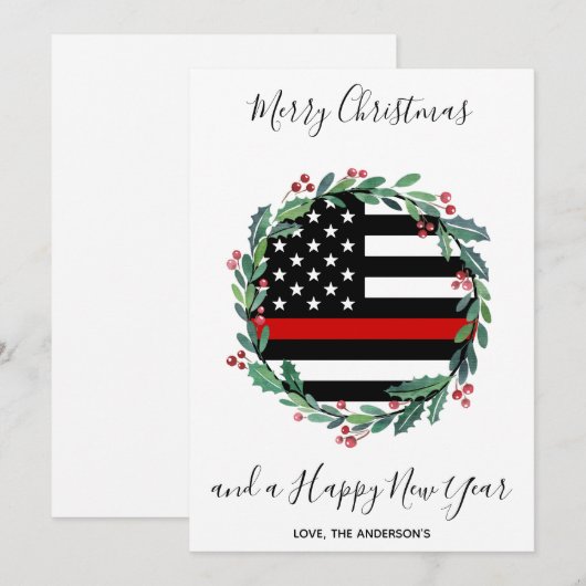 Vuurwerkster Thin Red Line met kerstmis Feestdagenkaart (Voorkant / Achterkant)