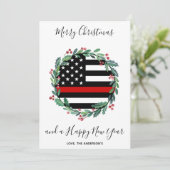 Vuurwerkster Thin Red Line met kerstmis Feestdagenkaart (Staand voorkant)