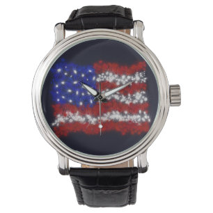 Vuurwerksterren en Stripes Amerikaanse vlag Horloge