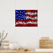 Vuurwerksterren en Stripes Amerikaanse vlag Poster (Keuken)