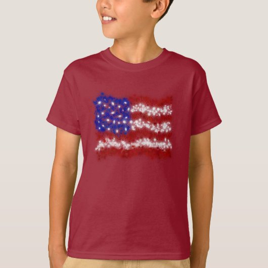Vuurwerksterren en Stripes Amerikaanse vlag T-shirt (Voorkant)