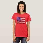 Vuurwerksterren en Stripes Amerikaanse vlag T-shirt (Voorkant volledig)