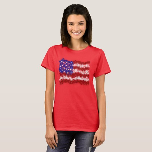 Vuurwerksterren en Stripes Amerikaanse vlag T-shirt (Voorkant volledig)