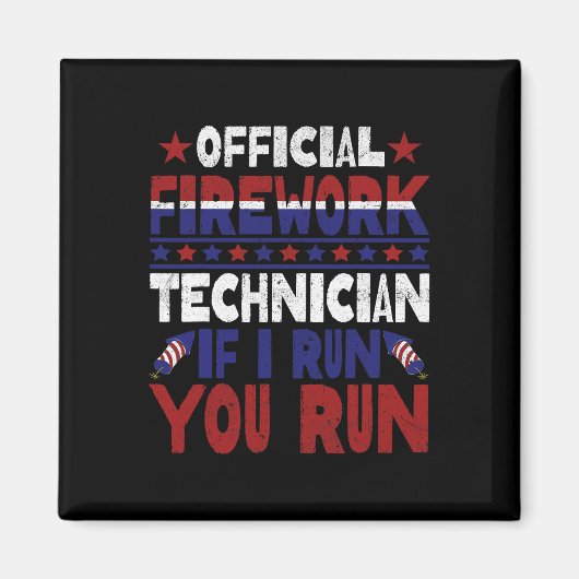 Vuurwerktechnicus 4 juli Grappig USA Pyro-tec Magneet (Voorkant)