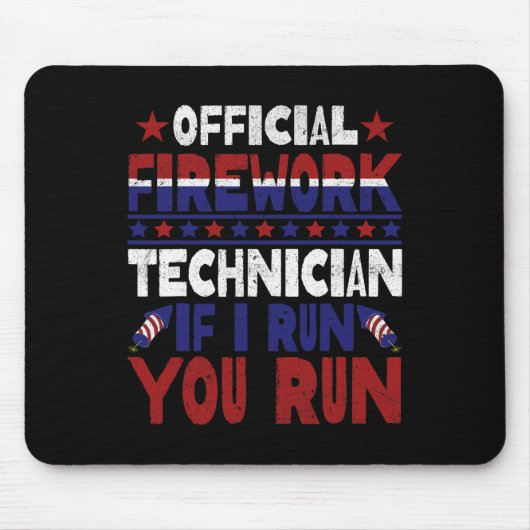 Vuurwerktechnicus 4 juli Grappig USA Pyro-tec Muismat (Voorkant)