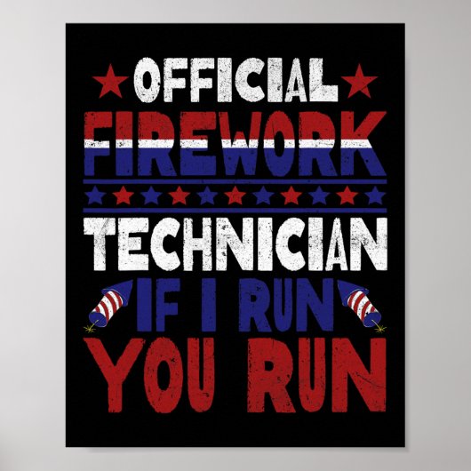 Vuurwerktechnicus 4 juli Grappig USA Pyro-tec Poster (Voorkant)
