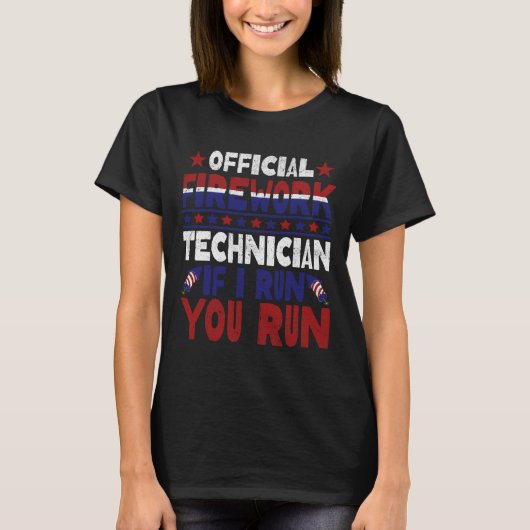 Vuurwerktechnicus 4 juli Grappig USA Pyro-tec T-shirt (Voorkant)