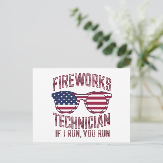 Vuurwerktechnicus 4th of July Grappig USA Briefkaart (Staand voorkant)
