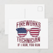 Vuurwerktechnicus 4th of July Grappig USA Briefkaart (Voorkant / Achterkant)