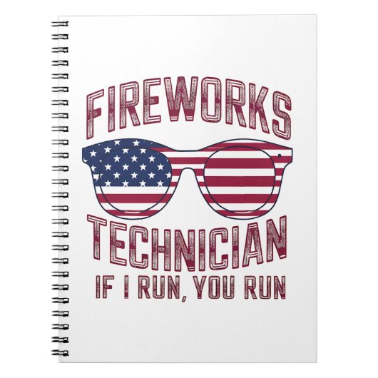 Vuurwerktechnicus 4th of July Grappig USA Notitieboek (Voorkant)