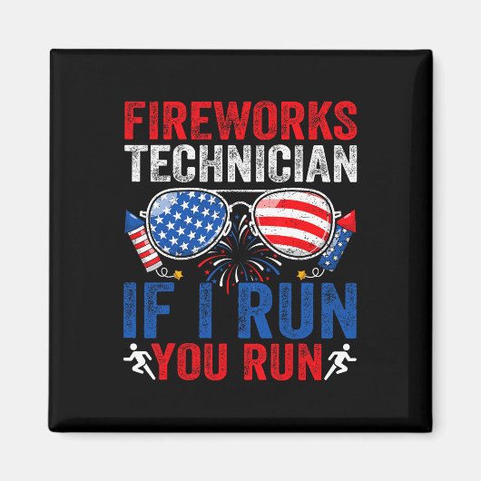 Vuurwerktechnicus Funny 4th of July Zonnebrillen M Magneet (Voorkant)