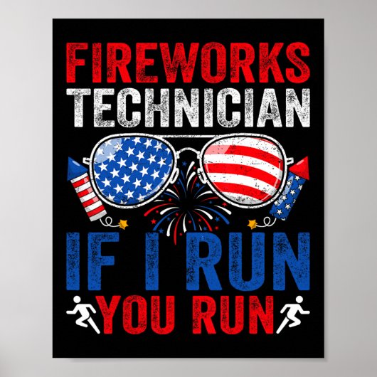 Vuurwerktechnicus Funny 4th of July Zonnebrillen M Poster (Voorkant)