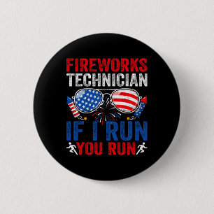 Vuurwerktechnicus Funny 4th of July Zonnebrillen M Ronde Button 5,7 Cm
