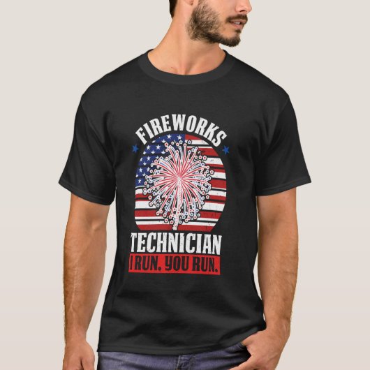 vuurwerktechnicus Ik run, jij vuurwerk T-shirt (Voorkant)