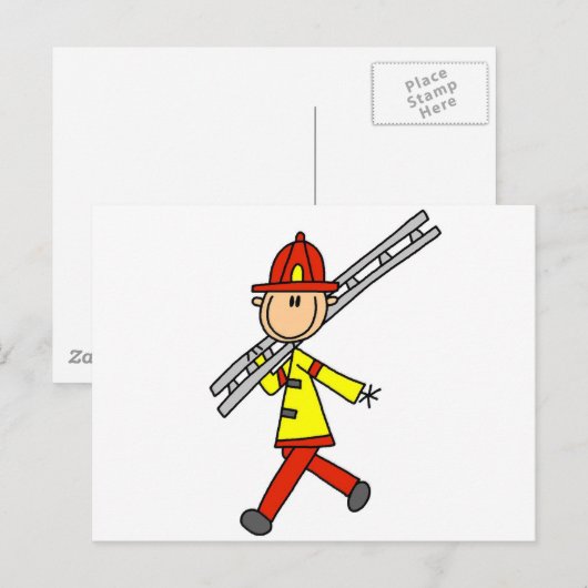 Vuurwerktuig met ladder briefkaart (Voorkant / Achterkant)