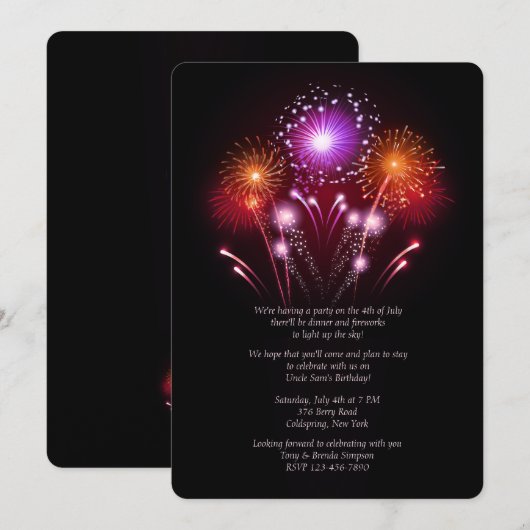 Vuurwerkuitnodiging Kaart (Voorkant / Achterkant)