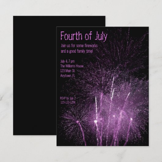 Vuurwerkuitnodiging Kaart (Voorkant / Achterkant)