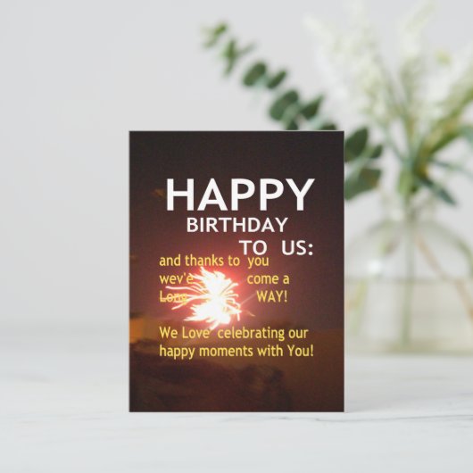 Vuurwerkviering met bedankbericht briefkaart (Staand voorkant)