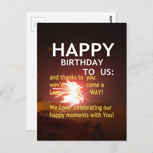 Vuurwerkviering met bedankbericht briefkaart (Voorkant / Achterkant)