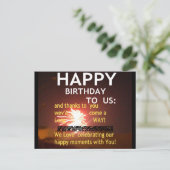 Vuurwerkviering met bedankbericht briefkaart (Staand voorkant)