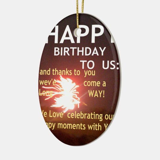 Vuurwerkviering met bedankbericht keramisch ornament (Links)