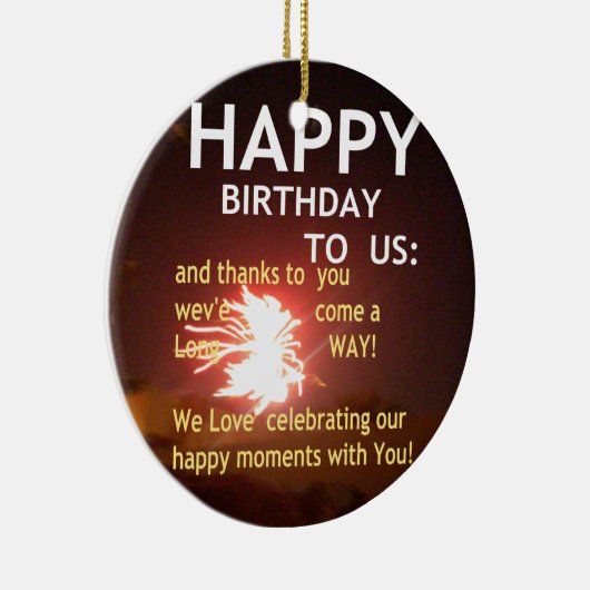 Vuurwerkviering met bedankbericht keramisch ornament (Rechts)