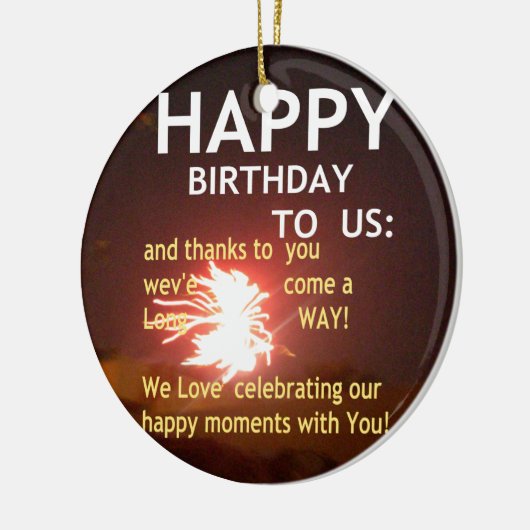 Vuurwerkviering met bedankbericht keramisch ornament (Links)