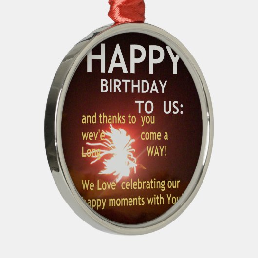 Vuurwerkviering met bedankbericht metalen ornament (Rechts)