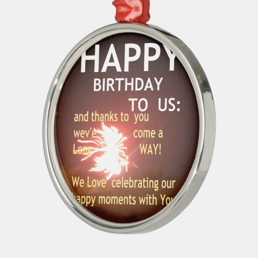 Vuurwerkviering met bedankbericht metalen ornament (Links)