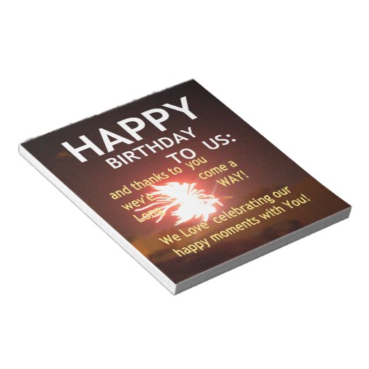 Vuurwerkviering met bedankbericht notitieblok (Schuin)