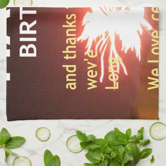 Vuurwerkviering met bedankbericht theedoek (Gevouwen)