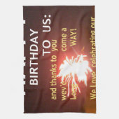 Vuurwerkviering met bedankbericht theedoek (Verticaal)