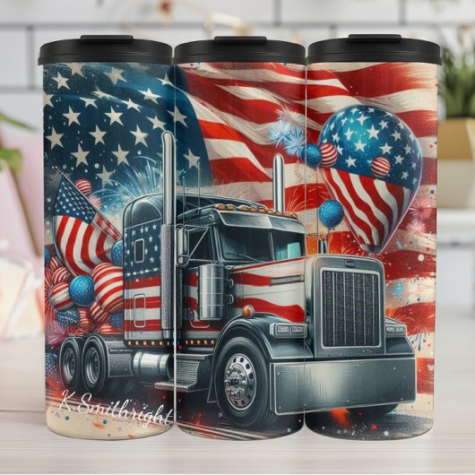 Vuurwerkviering Patriotic Truck Thermosbeker
