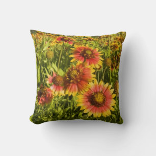 Vuurwielen Gaillardia pulchella) wilde bloemen Kussen