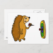 VV- Funny Hedgel Throwing Darts Cartoon Briefkaart (Voorkant / Achterkant)
