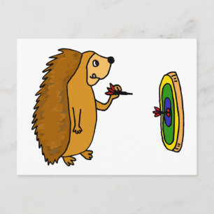 VV- Funny Hedgel Throwing Darts Cartoon Briefkaart