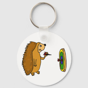 VV- Funny Hedgel Throwing Darts Cartoon Sleutelhanger