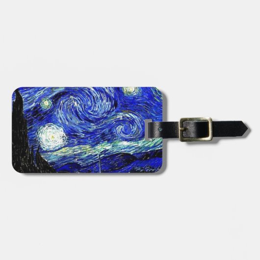 vVan Gogh Sterrennacht Fine Art Bagagelabel (Voorkant horizontaal)