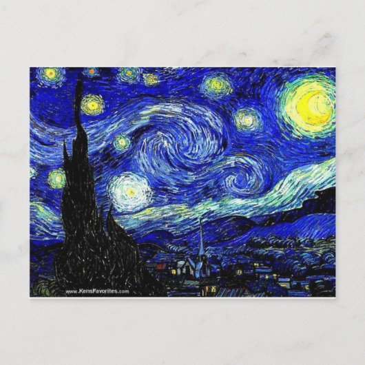 vVan Gogh Sterrennacht Fine Art Briefkaart (Voorkant)