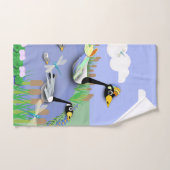 Vvijver met kleurrijke cartoon, met ganzen en eend bad handdoek (Handdoek)