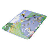Vvijver met kleurrijke cartoon, met ganzen en eend badmat (Gekanteld)