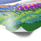 Vvijver met kleurrijke cartoon, met ganzen en eend foto afdruk (Hoek)